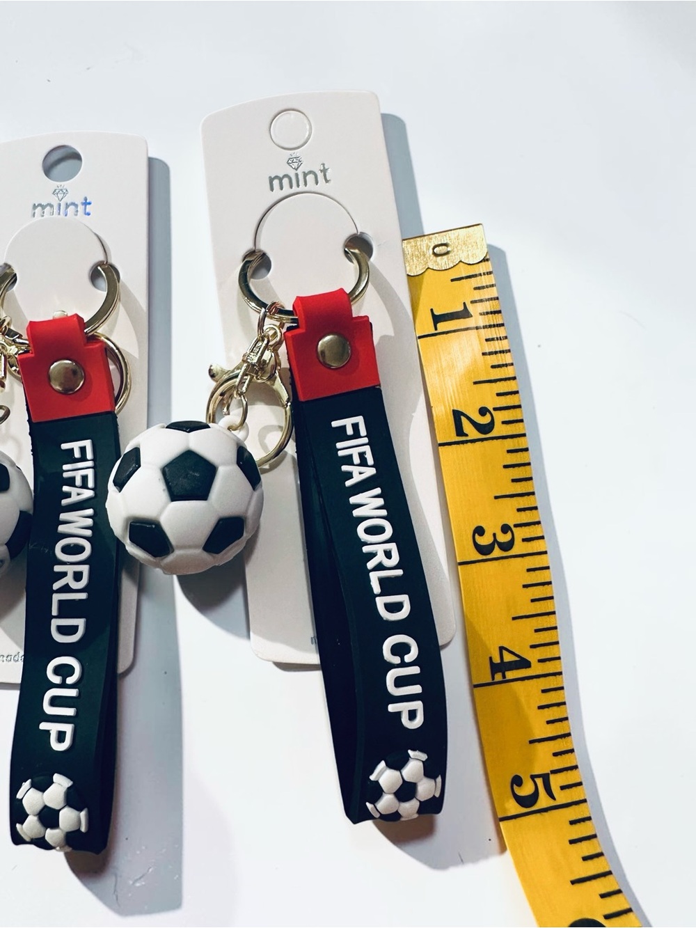 FIFA World Cup Soccer Ball Keychains Set of 2 – Black Silicone Wrist Strap - Picture 3 of 4